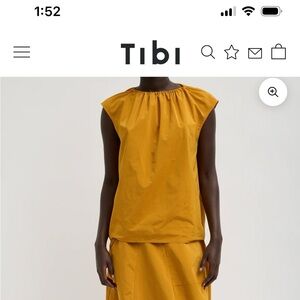 Tibi Nylon shirred neck top, size S.